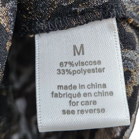 Ronny Kobo Blouse Medium Brown Chiara‎ Velvet Animal Print Top Zip Longsleeve - Picture 4 of 10